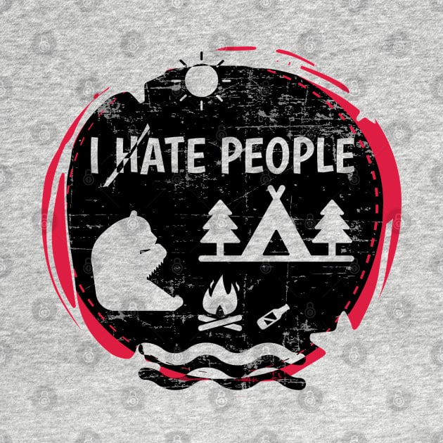 Camping Hiking I Hate People I Ate People Funny Bear T shirt by sheepmerch